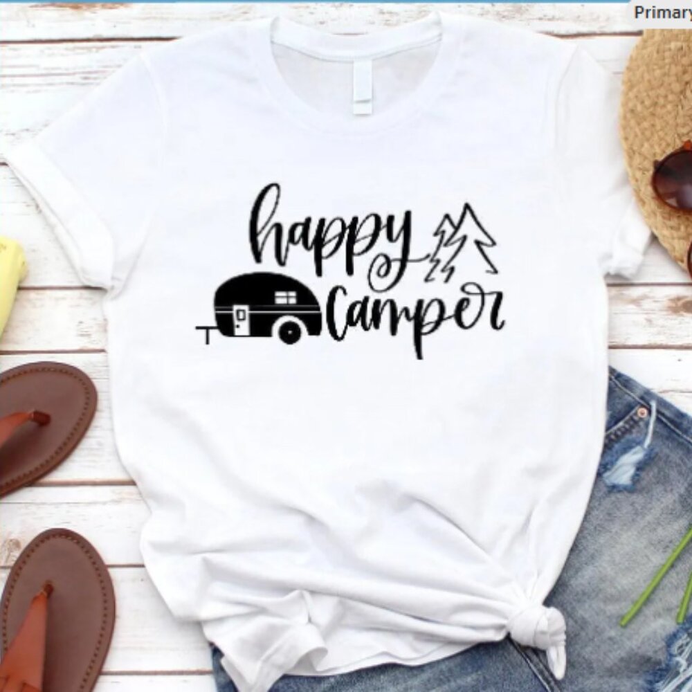 Happy Camper Tee - Camping - Graphic Tee - White
